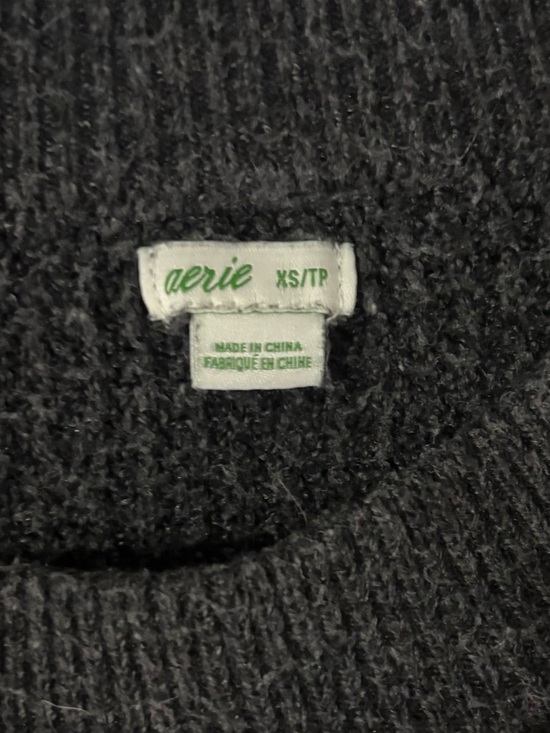 aerie Charcoal Crewneck Waffle Knit Sweater - Picture 2 of 5